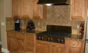 Minimalist-Marble-Countertop-Merged-With-Tuscan-Kitchen-Set-And-Cabinets-Cheap-Easy-Backsplash-Tile-Ideas-Picture